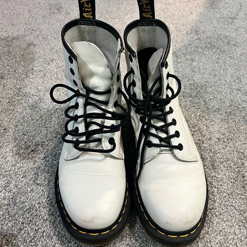 Dr Martens 1460 White Lace-Up Boots with Black Laces